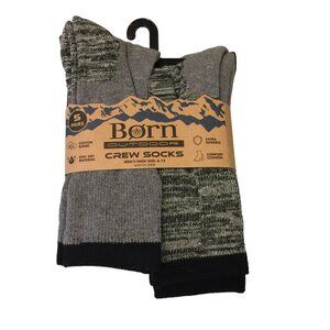 BORN Men's Outdoor Crew Socks Size 6-12 Black Gray Set of 5